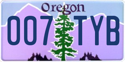 OR license plate 007TYB