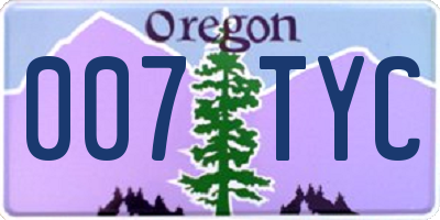 OR license plate 007TYC