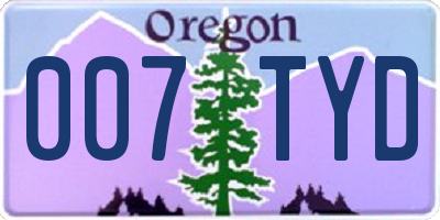 OR license plate 007TYD