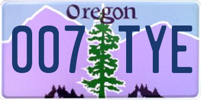 OR license plate 007TYE