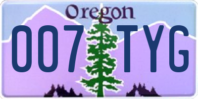 OR license plate 007TYG