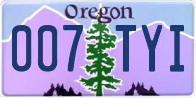 OR license plate 007TYI