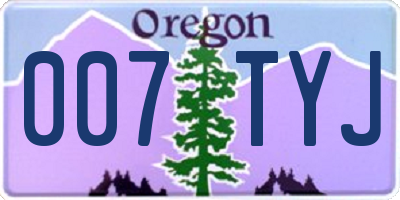 OR license plate 007TYJ
