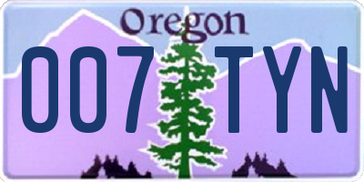 OR license plate 007TYN