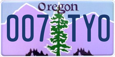 OR license plate 007TYO