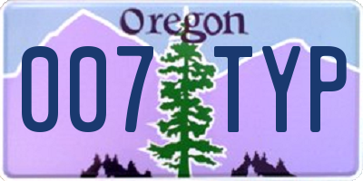 OR license plate 007TYP