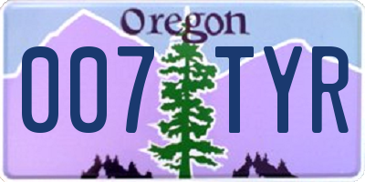 OR license plate 007TYR