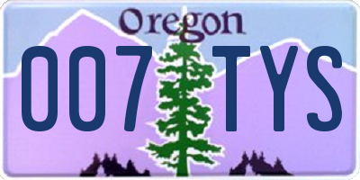 OR license plate 007TYS
