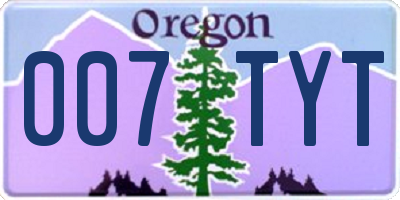 OR license plate 007TYT