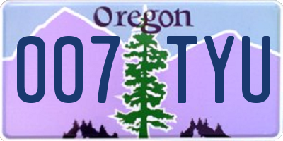 OR license plate 007TYU