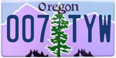 OR license plate 007TYW