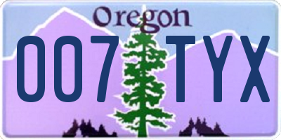 OR license plate 007TYX