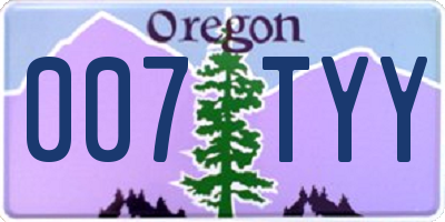 OR license plate 007TYY