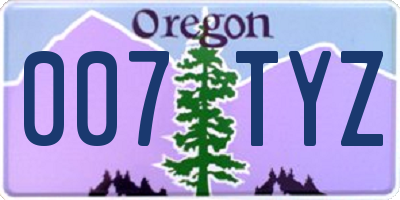 OR license plate 007TYZ