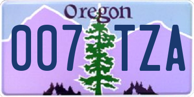 OR license plate 007TZA