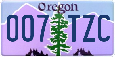 OR license plate 007TZC