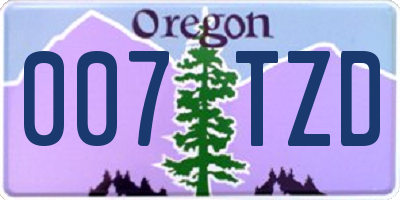 OR license plate 007TZD