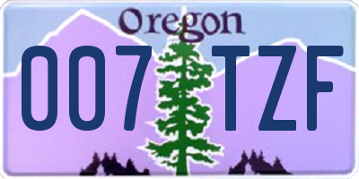 OR license plate 007TZF