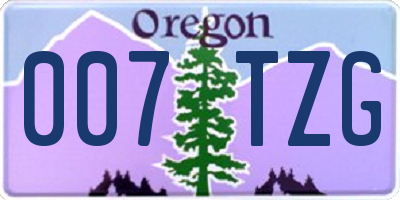 OR license plate 007TZG