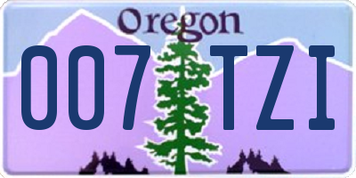 OR license plate 007TZI