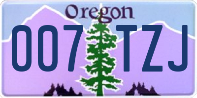 OR license plate 007TZJ