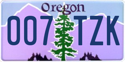 OR license plate 007TZK