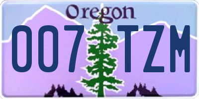 OR license plate 007TZM