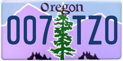 OR license plate 007TZO