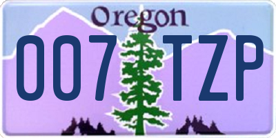 OR license plate 007TZP