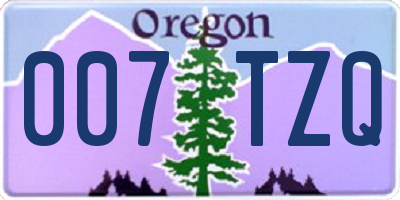 OR license plate 007TZQ