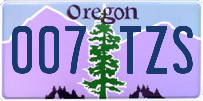 OR license plate 007TZS