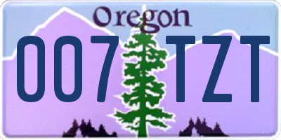 OR license plate 007TZT