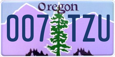 OR license plate 007TZU