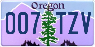 OR license plate 007TZV