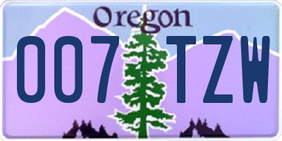 OR license plate 007TZW