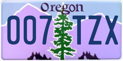 OR license plate 007TZX