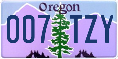 OR license plate 007TZY