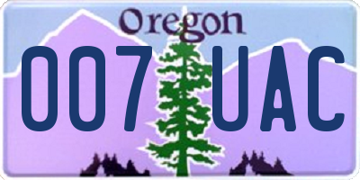 OR license plate 007UAC