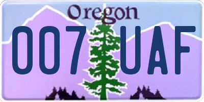 OR license plate 007UAF