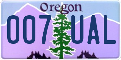 OR license plate 007UAL