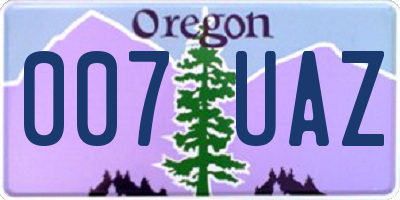 OR license plate 007UAZ
