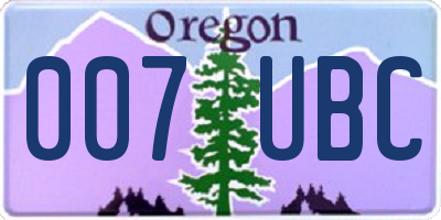 OR license plate 007UBC