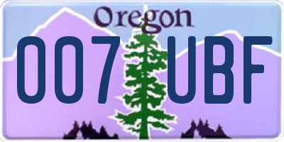 OR license plate 007UBF