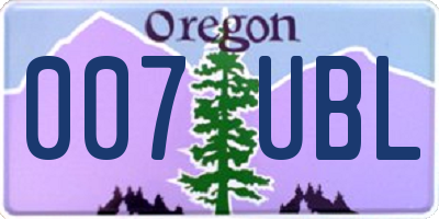 OR license plate 007UBL