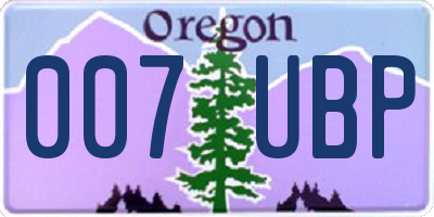 OR license plate 007UBP