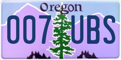 OR license plate 007UBS