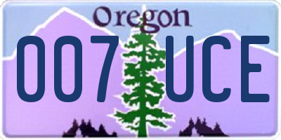 OR license plate 007UCE