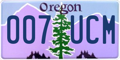 OR license plate 007UCM
