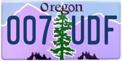 OR license plate 007UDF