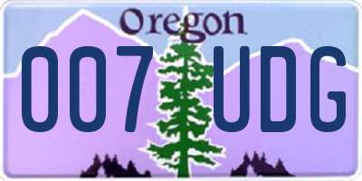 OR license plate 007UDG